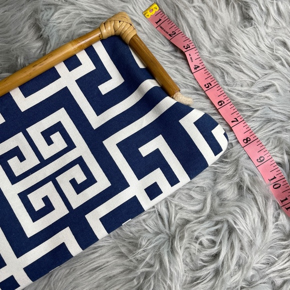 Donna Dixon Navy Canvas Clutch w/ Bamboo Frame - Picture 8 of 8
